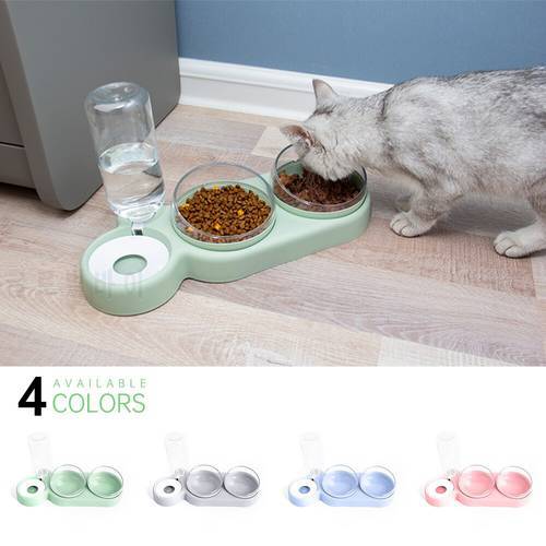 Pet Cat Bowl Automatic Water Fountain Food Feeder Dispenser Bowls for Cats Dog Drinking Eating Water Source for Cat Gamelle Chat