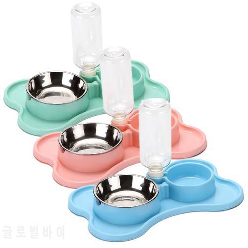 Pet Cat Bowl Automatic Water Dispenser Double Bowls Food Water Feeder Non-slip Puppy Eating Dish for Dogs Pet Supplies