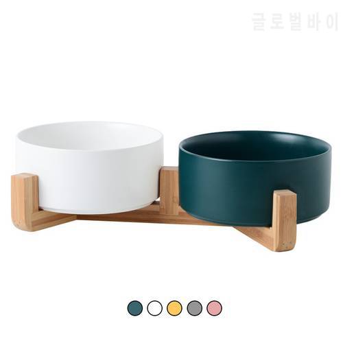 Ceramic Double Cat Bowl Dog Bowl Pet Feeding Water Bowl Cat Puppy Feeder Product Supplies Pet Food And Water Bowls For Dogs