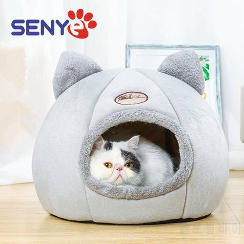 Warm Pet Cat Dog Bed Pet Cushion Cute Cat Cave House Sleeping Bag Small Pet Cat Winter Pet Beds Mattress Flannel Fabric Warm
