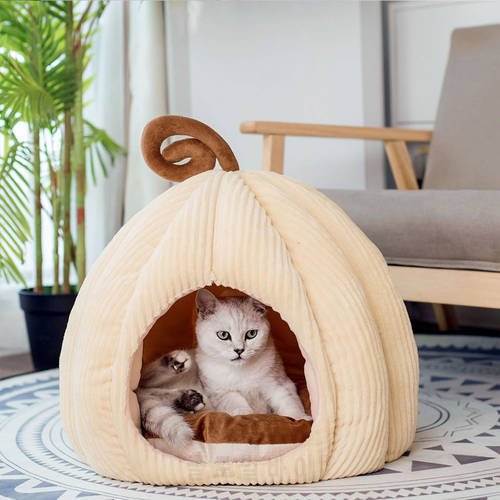 Foldable and Removable Cat Bed Self Warming for Indoor Cat Dog House with Mattress Puppy Cage Lounger For Small Medium Dog Cat