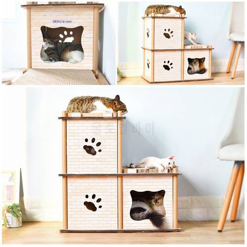 Grinding claw double-layer cat house cat house Villa Four Seasons universal cat house large oversized corrugated carton Entertai