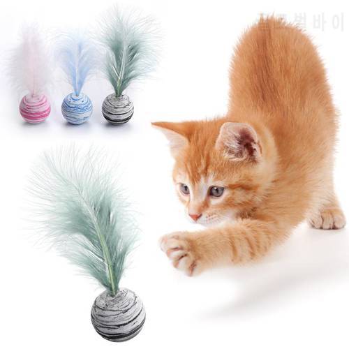 Cat Toy Star Ball Plus Feather EVA Material Light Foam Ball Throwing Toy Interactive Plush Toy Feather Supplies Toy