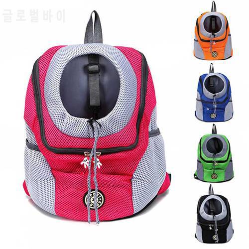 Pet Shoulders Backpack Breathable Outdoor Portable Dog Chest Bag Orange Zipper Mesh Handbag Universal Rucksack For Cats And Dogs