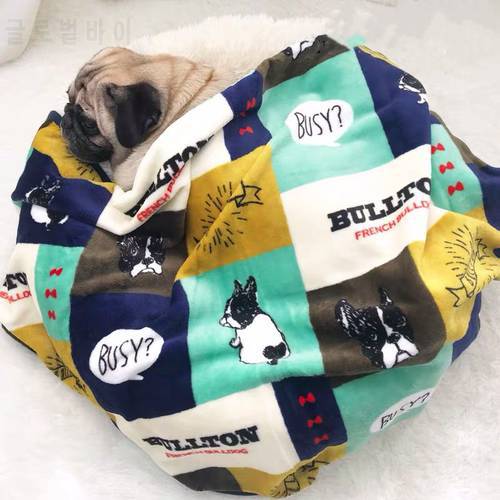 French Bulldog Super Soft Blanket Bed for Small Medium Large Dogs Dog Cat Puppy Cushion Winter Warm Mat Pug Dropshipping HZB01