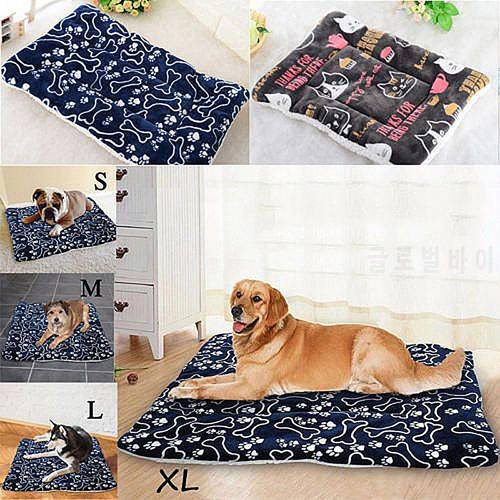 Winter Warm Pet Dog Puppy Cats Bed Cushion Mat Soft Fleece Kennel Mats Blanket Cats/Bones Print Pad Pet Products