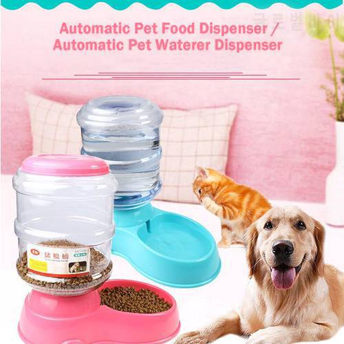 3.8L Automatic Pet Water Food Dispenser Large Capacity Self-Dispensing Pet Feeder Gravity Waterer Cat Dog Feeding Bowl