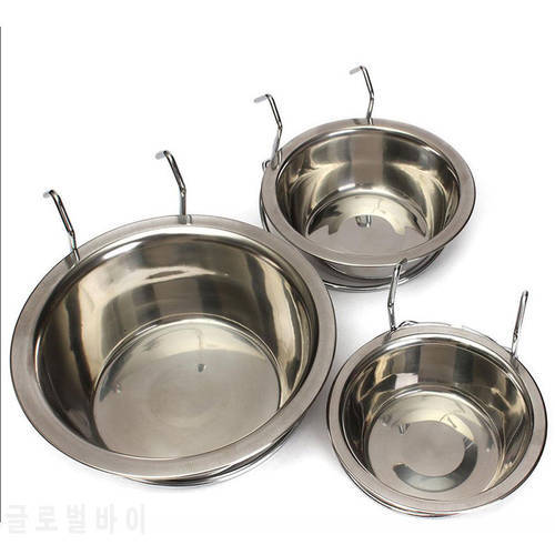 New Pet Dog Cat Bowl Can Hang Stationary Dog Cage Bowl Stainless Steel Hanging Bowl Three Dimension Stationary Dog Bowl