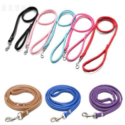 PU Leather Dog leash Chain Leads Rope Pet Cat Traction hook buckle for Small Animal Collar Harness Running Walk Black Red Blue