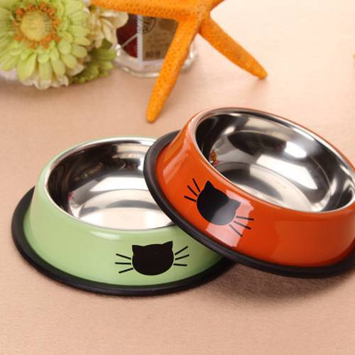 2021 New Hot Cat Feeding Bowl Stainless Steel Pet Bowls Cat Food Water Bowl Thick Non-slip Cat Dog Food Bowl Foods Utensils