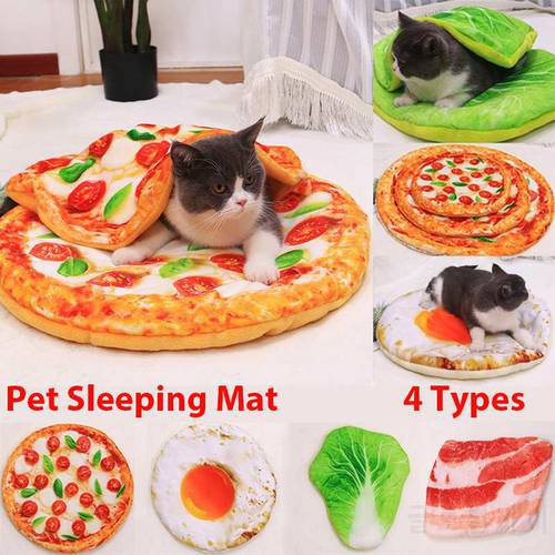 Pet Cat Bed Funny Mat and Blanket Cute Cozy Cat Mat Sleeping Beds Warm Durable Pet Dog Cushion Dog Cat Supplies Eggs Pizza Mats
