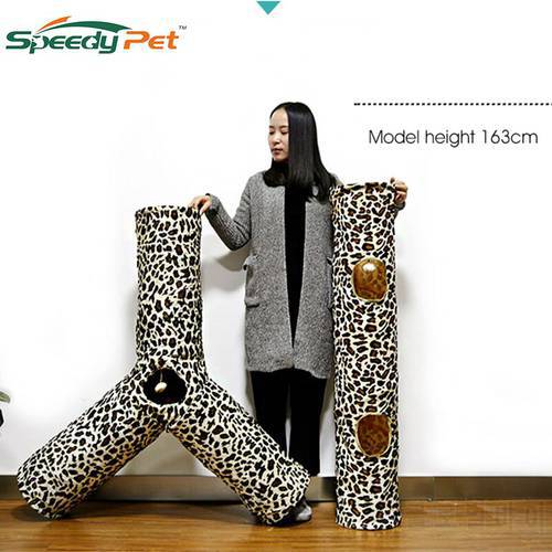 Cat Tunnel Leopard Print Crinkly 3 Ways Pet Tunnel Kitten Play Toy Collapsible Rabbit Toys Cat Toy Products For Fun