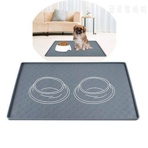 Silicone Pet Food Mat Waterproof Dog Bowl Mat Cat Pad Feeding Placement Tray to Stop Food Spills and Water Messes Out to Floor