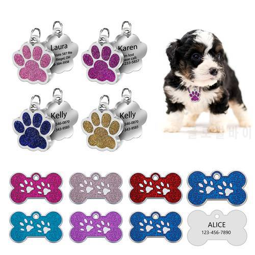 Anti-lost Custom Dog ID Tag Engraved Pet Dog Collar Accessories Personalized Cat Puppy ID Tag Stainless Steel Paw Name Tags