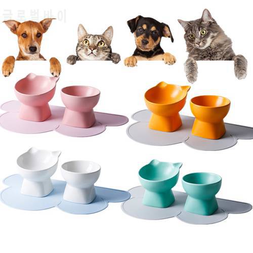 Pet Bowl Cat Ceramics Cute Cervical Health Protective Bowl High Base Water Food Feeder for Puppy Kitten Pet Feeding Cat Bowl