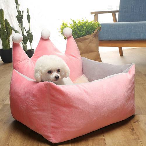 Warm Crown Pet Kennel House Princess Dog Bed For Small Medium Dogs Washable Puppy Sofa Cushion Cat Nest Chihuahua Teddy Basket