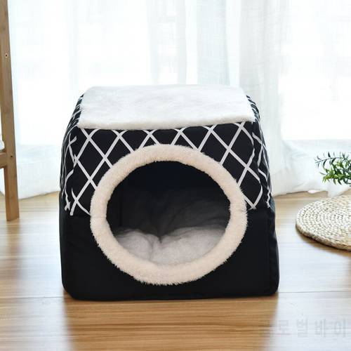 Pet Cat Dog Nest Dual Use Warm Soft Sleeping Bed Pet Non-slip Breathable Cat House Dog Sleeping Mat Blanket Dog Kennel L/XL