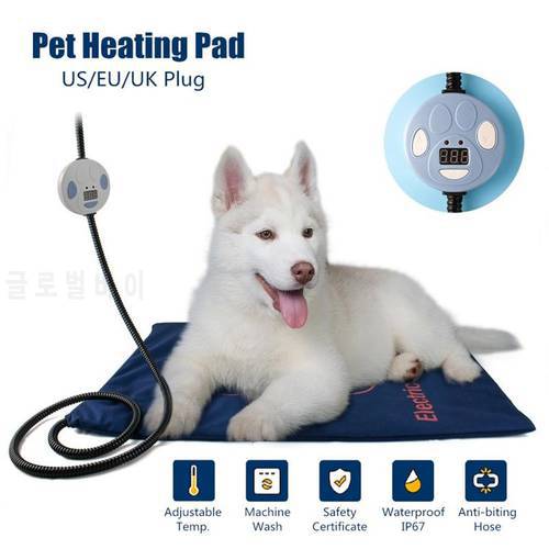 Pet Warm Electric Heating Pad Mat Carpet Waterproof Dog Cat Adjustable Temperature Bite-resistant Wire EU/US/UK 45×60cm