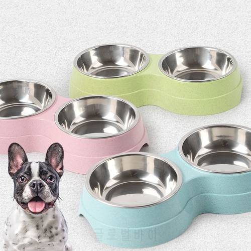 Non-slip Double Pet Bowls Household Food Water Feeder Cat Puppy Feeding Pet Supplies Dog Accessories Stainless Steel