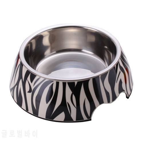 Zebra Style S/M/L Size Dog Bowl Melamine plastic Stainless Steel Pet Dog & Cat Feeding and Watering Supplier