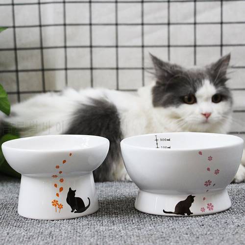 New High Foot Protection Pet Ceramic Bowl for Cats and Dogs Ceramic Pet Bowl for Non-slip Cat Bowl Food Drinking Bowl Feeder