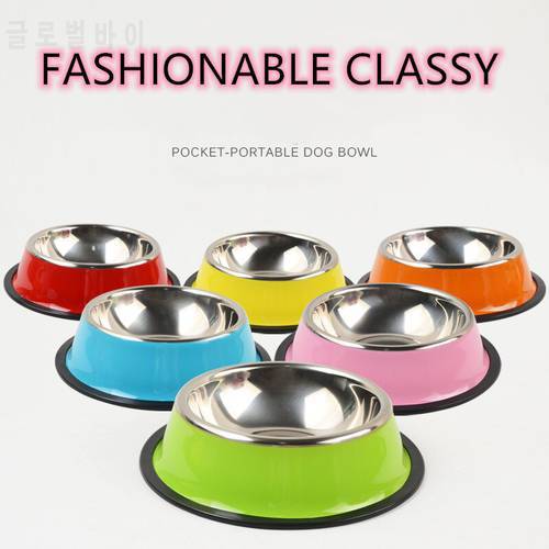 Stainless Steel Small Dog Bowl High Quality Color Non-slip Dog Feeding Bowl Pet Feeding Supplies Puppy Food Bowl Free Shipping