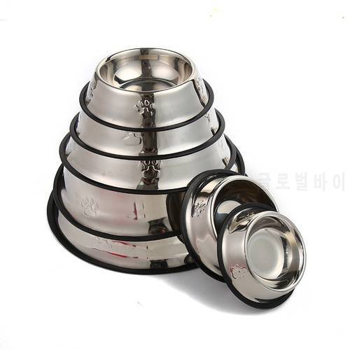 Stainless Steel Pet Dog Bowl Non-slip Durable Anti-fall Dogs Feeding Drinking Bowls Cat Puppy Feeding Supplies Small Dog Product