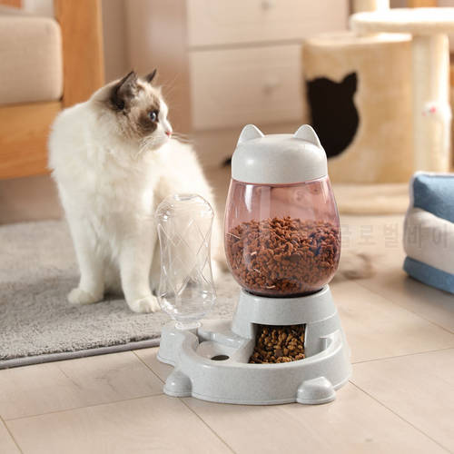 2.2L Pet Bowl Dog Cat Automatic Feeder Dispenser Kitten Drinking Water 528ml Bottle Puppy Slow Food Feeding Container Supplies