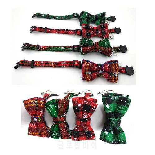 Pet Collar Dog Collar Cat Collar Necklace Puppy Red Yellow Green Black Plaid with Bow-Tie Cat Hot Christmas decoration