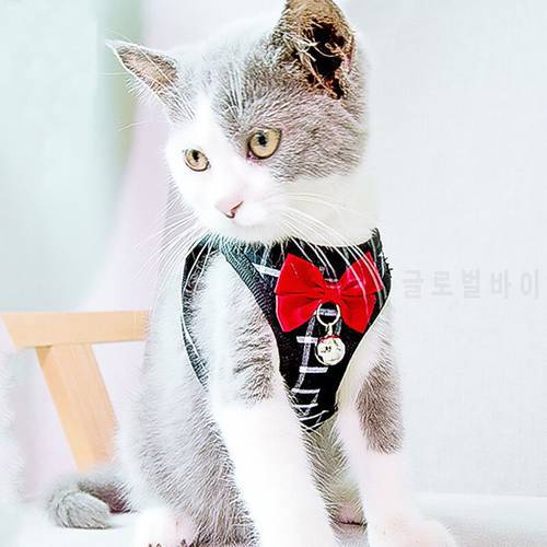 Fashion Adjustable Cat Walking Jacket Vest With Bow-Knot Harness Lead Leash for Small Medium Cat Pet Collar