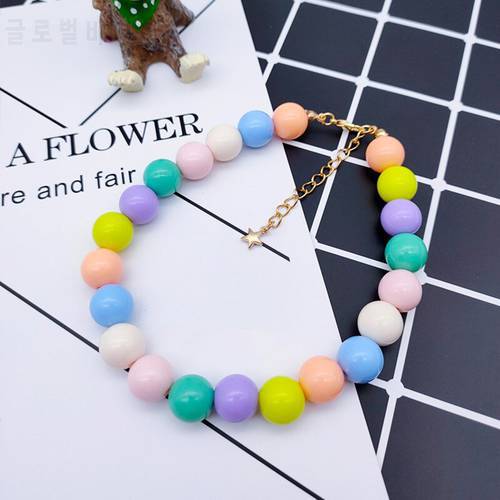 Colorful Jewelry Neck Chain Cute Dog Necklace Pet Collar Pearl Accessories for Small Dogs Large Dog Cats