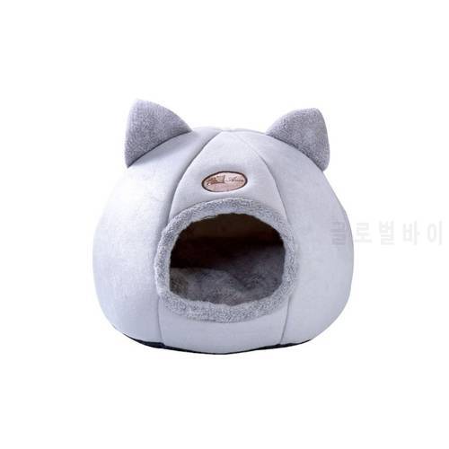 Cute Foldable Cat Bed Nest Indoor Dog House Removable Semi-closed Mattress Cage Dropship