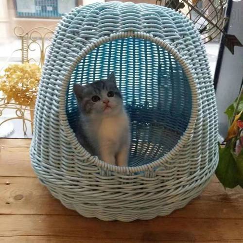 All season cat&39s nest closed cat house originality Rattan Pet Supplies cat bed Ventilation health and comfort