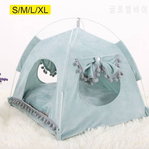 Pet Bed For Cats Dogs Soft Nest Kennel Bed Cave House Sleeping Bag Mat Pad Tent Pets Winter Warm Cozy Beds 2 Colors Optional