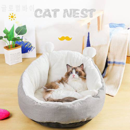 Rabbit fur Cat Pet Bed for small medium Pet Dog Soft Nest Kennel Kitten Bed House Sleeping Bag Pets Winter Warm House cave
