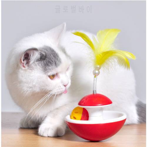 Pet cat toy tumbler Rolling Fairy feather bell funny cat stick toy Bell ball Cat Entertainment Toys Interactive