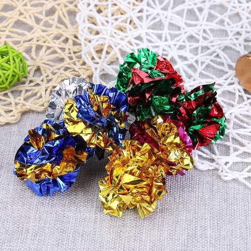 12pcs Cat Toy Mylar Balls Colorful Ring Paper Shiny Interactive Sound Ball Crinkly Balls for Cats Sound Toys Pet Play Ball 3.5cm