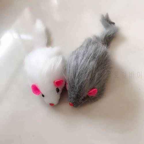 1/2/5Pcs False Mouse Cat Pet Toys Long-haired Tail Mice With Sound Rattling Soft Real Rabbit Fur Sound Squeaky Toy For Cats Dogs