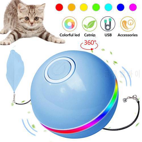 Pet Cat Toys USB Rechargeable Magic Roller Ball Smart Cat Toy LED Rolling Flash Ball Automatic Rotating Toy for Cat Dog Kids
