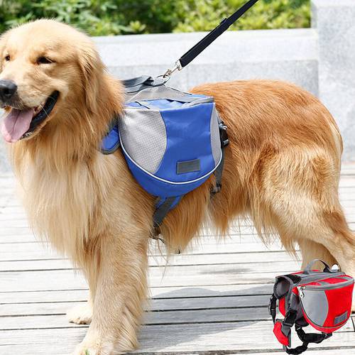 Dog Outdoor Backpack Large Dog Reflective Adjustable Saddle Bag Pet Harness Carrier For Traveling Hiking Camping Safety