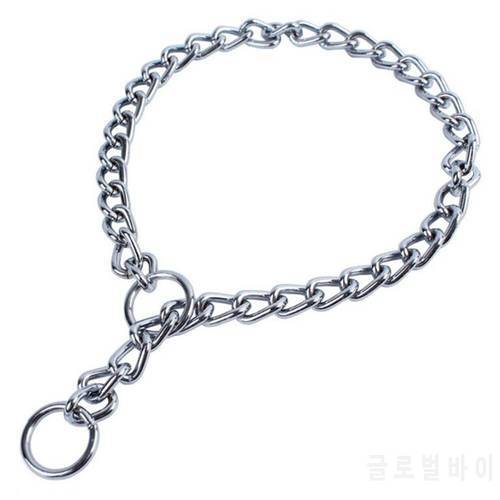Chrome Stainless Iron Dog Collar Traction Rope Lead Leash P Chain Necklace Adjustable No Choke Collars for Dogs Pet Supplies