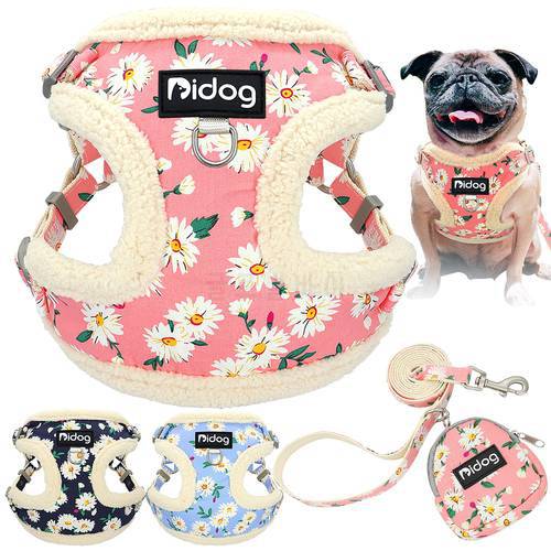 Soft Padded Pet Dog Harness Clothes Printed No Pull Chihuahua Puppy Cat Harness Vest Leash For Small Medium Dogs Clothing Coat