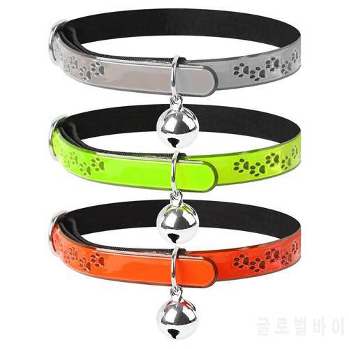 Glowing Ascesorios Para Gatos Cat Bell Cat Collar With Bell Chihuahua Pets Luminous Collar Fluorescence Paw Necklace Adjustable