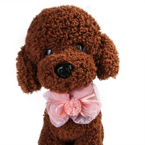 Flower Bowknot Lovely Leather Collar Pet Collar High Grade Fabric Dog Cat Bow tie Necklace Adjustable Pet Products