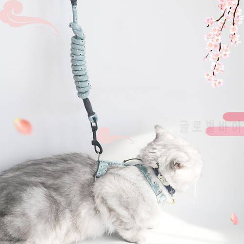 High Quality All Season Fashion Floral Durable Pet Leash Walk the Cat Cotton Soft Stylish Harnesses Adjustable Cute Puppy Rope