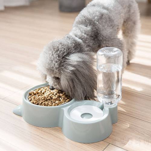 2 in 1 Cat Head Double Cat Bowls Detachable Stainless Steel Nontoxic Antislip Bowl Water Food Dispenser Automatic Pet Feeder