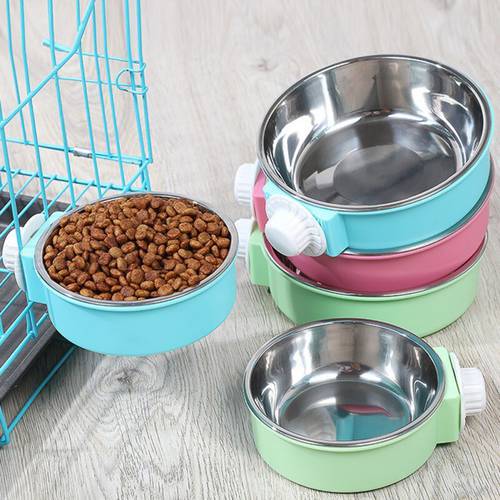 Pet Hanging Feeding Bowl Stainless Steel Feeder for Cage Removable Easy Cleaning Food Water Bowl Puppy Birds Rats Guinea Pig