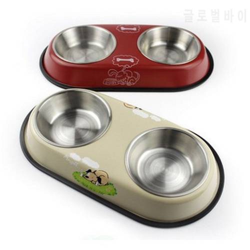 The cat and dog bowl, double bowl, pet products, stainless steel, 18 centimeters in diameter