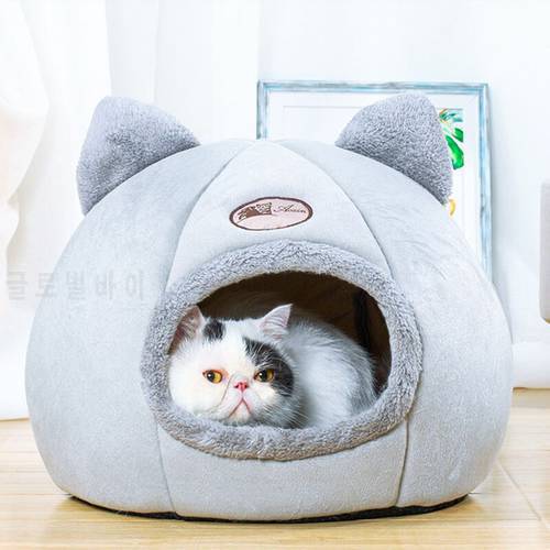 Cat&39s House Half Closed Pet Bed For Dog Medium Bed Dog Kennel Indoor Accessories Keep Warm Luxury Sleeping Fleece Pet Products