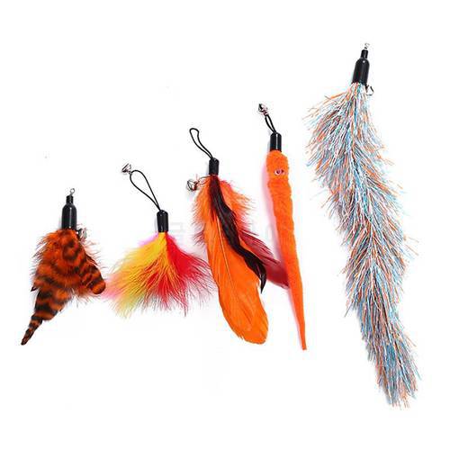 Fake Feather Cat Teaser Toys Extendable Kitten Wand Pet Teaser With Replacement Pet Supplies Cat Favors